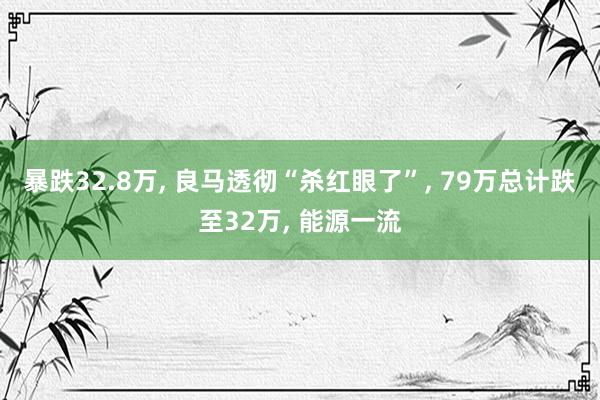 暴跌32.8万, 良马透彻“杀红眼了”, 79万总计跌至32万, 能源一流